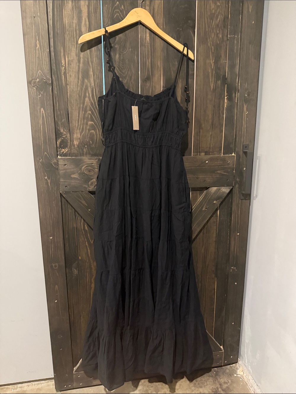 J. Crew Black Tiered Maxi Dress with Spaghetti Straps - Picture 3 of 4